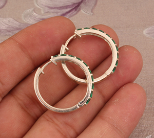 Natural Emerald Quartz <b>Earrings</b> 925 Sterling Silver Handmade <b>Green</b> Gemstone Jewelry Wholesale Elegant Drop <b>Earrings</b> for Women - Product Image 5