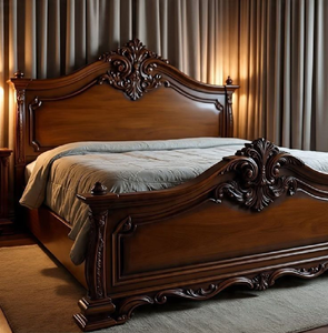 Opulento adorno de hojas doradas en una cabecera capitoné color champán. Sofisticación barroca de alta gama disponible a precios de mayorista. - Product Image 2