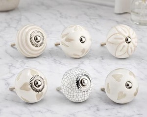 White ceramic kitchen knobs Ceramic Cabinet Knob Round Design Handcrafted Decorative Drawer Pull for Bedroom Furniture - Product Image 3