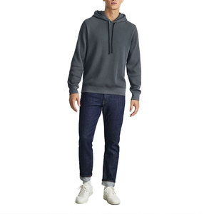 Sweat à capuche personnalisé de haute qualité en maille gaufrée épaisse pour homme, pull uni, couleur unie, oversize, en coton, streetwear - Product Image 2