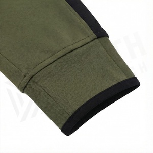 Ensemble de survêtement vert olive pour homme, fermeture éclair intégrale, col montant, vêtements de sport décontractés, respirant, en polyester et coton, design uni - Product Image 6