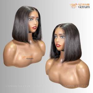 Perruque Lace Frontale HD pour Femmes Noires, Carré Lisse Os, Perruques Sans Colle en Cheveux Humains Naturels Bruts Vietnamiens, Prix de Gros - Product Image 3