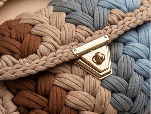 Earth Tones and Blue Braided Handmade Ethnic Stylish Pearl Two Straps Purse Boho <b>Shoulder</b> <b>Bag</b> Cotton Cord Weaving Super Price - Product Image 2