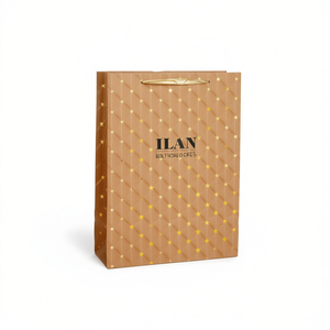 Sacchetto Regalo ILAN L 42x30x12cm in Carta Kraft con Stelle Dorate per Regali - Product Image 1