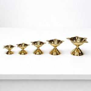 Brass Diya Set Multi Size Oil Lamp Set Handcrafted Brass Candle Holder Incense Diya for Home <b>Decor</b> Wedding Festival Decoration - Product Image 1