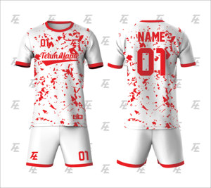 Maillot de football unisexe bleu sarcelle et blanc, sublimé, col ras du cou, manches courtes, en polyester anti-humidité, coupe athlétique, personnalisable pour équipe - Product Image 6