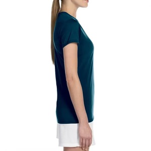T-shirt décontracté pour femme à col rond, respirant et à séchage rapide, en polyester/coton, uni, à manches courtes, en tissu toile, coupe classique - Product Image 4