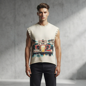 Débardeur imprimé graphique tendance style vintage personnalisé, 100 % coton jersey, sans manches, col rond, pour unisexe, vêtement décontracté - Product Image 4