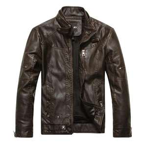 Chaqueta de Cuero Estilo Americano para Hombre, Ropa de Calle, Chaqueta de Cuero para Hombre, Abrigo con Cuello Alto, Chaqueta de Motociclista para Hombre - Product Image 6