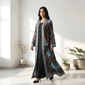 Women's <b>Long</b> Sleeve Solid Crepe Floor Length Flared Hem Modest Abaya ODM Party & Daily Wear Middle East Style - Product Image 1