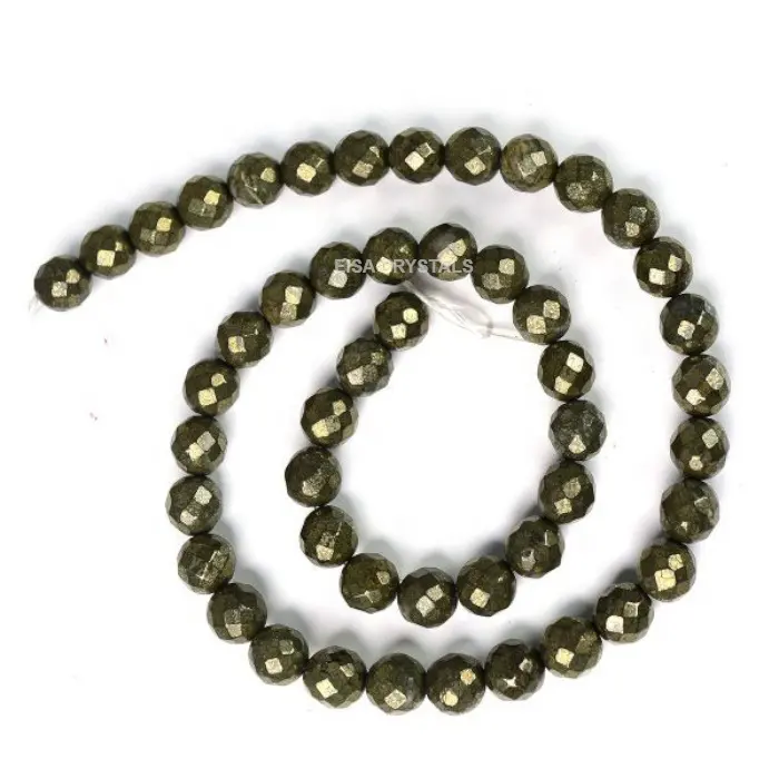 Perles en Pyrite de cuivre naturel véritable en vrac à facettes forme ronde conception de bijoux pour Bracelet acheter en ligne chez Eisa cristaux