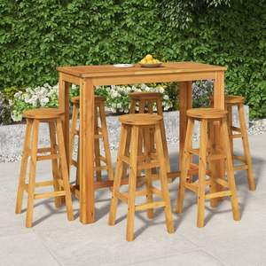 Set da Bar da Giardino in Legno di Acacia Naturale Massiccio per 6 Persone, Arredamento da Patio - Product Image 1
