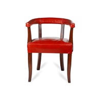 Fauteuil en cuir moderne très demandé, rouge, rembourré, design à assise basse, structure en bois massif Akasi, hauteur réglable, mobilier de maison