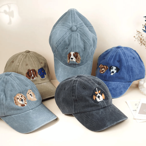 Gorras de béisbol personalizadas con bordado en parche de tu mascota, gorras de 6 paneles con etiqueta tejida y visera curva de tela lavada. - Product Image 6