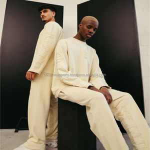 OEM/ODM Logo personnalisé deux pièces couleur unie uni Streetwear survêtement hiver sweat à capuche unisexe imprimé brodé 100% coton - Product Image 2