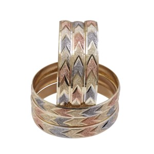 Wholesale Mix Design 3 Tone Gold Plated Textured Design 10MM <b>Bangles</b> <b>Set</b> Traditional Multi-Tone <b>Bangle</b> Tri color Fashion <b>Bangles</b> - Product Image 3