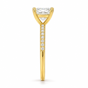 Anillo de Compromiso Solitario con Corte Princesa de 1.50 CTS, Diamante Cultivado en Laboratorio Clásico con Banda Pavé, Certificado IGI, Joyería Personalizada OEM, Oro de 14K - Product Image 2