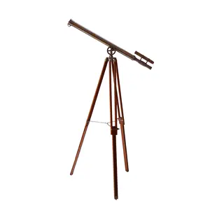 Outdoor Large Telescope With Wooden Stand Brass Antique Metal Design Newly Shiny Look Binocular Best Finishing And Design