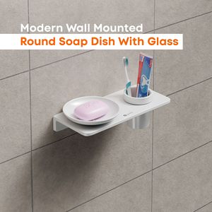 Large Square Glass Soap Dish with Holder Wall Hanging Bathroom Accessory Rust Resistant Metal Base Soap <b>Storage</b> Tray for <b>Bath</b> - Product Image 5