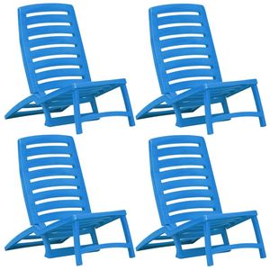Chaise de plage pliante bleue 4 pièces en plastique - Product Image 1