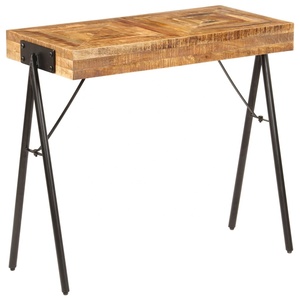 Mesa de consola superior de madera de mango macizo industrial moderna Base de metal con recubrimiento de polvo negro Entrada Sala de estar Muebles de sala de estar - Product Image 1
