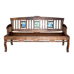 Antique Wooden <b>Bench</b> Mango Wood Garden <b>Bench</b> <b>Foldable</b> Outdoor Furniture - Product Image 1