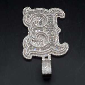 Pendentif Alphabet B en Moissanite, entièrement pavé de pierres baguette, plaqué argent massif, micro-pavé, breloque à thème, pour usage quotidien - Product Image 3