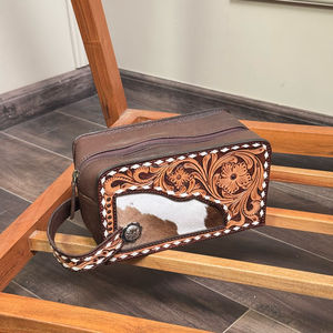 Neceser de viaje de cuero con herramientas manuales personalizado, neceser de gran capacidad para cosméticos, neceser de almacenamiento portátil de piel de vaca para mujer - Product Image 5