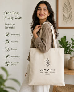 AMANI กระเป๋าผ้าแคนวาส ดีไซน์การพิมพ์แบบมินิมอล ลายใบไม้ กระเป๋าช้อปปิ้งสำหรับการเดินทางแบบยั่งยืน สไตล์ทุกฤดูกาล - Product Image 5