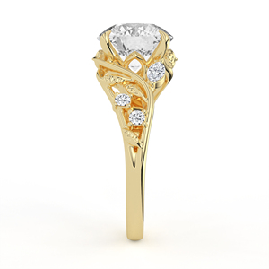 แหวนทองคำ 14K 18K สีเหลือง ประดับเพชรทรงกลมเพาะเลี้ยงในห้องปฏิบัติการ พร้อมด้วยอัญมณีสีเขียวทรงมาร์คีส์ ดีไซน์ใบไม้ ประดับด้วยอัญมณีจากธรรมชาติ เหมาะสำหรับเป็นแหวนหมั้น - Product Image 5