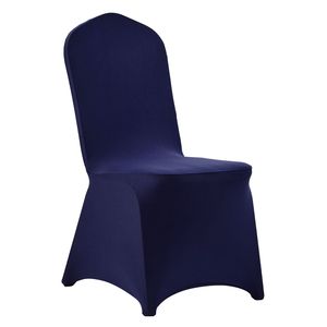 50 Pezzi Coprisedia Blu Navy Elasticizzati in Poliestere Spandex con Fronte Piatto per Matrimoni, Feste, Banchetti, Uffici - Product Image 1