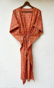 Nuevo Kaftán con Estampado Animal, Cuello en V, Cierre con Cordón, Corte Evase, de Algodón Suave Indio, con Encaje, Largo Completo, para Playa, para Mujer - Product Image 4