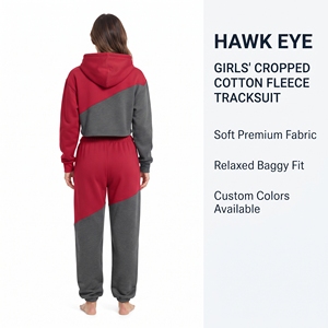 Ensemble sweat à capuche court et jogging pour femme Hawk Eye, color block, en molleton de coton - Product Image 6