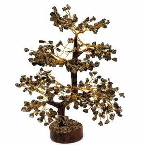 Arbre en cristal de quartz fumé en gros, 300 perles, arbre de vie fait main en pierres précieuses, décoration bohème pour la maison - Product Image 3