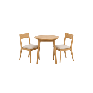 Juego de Comedor Redondo de Madera de Teca de Lujo ARTERRA para Espacios Pequeños, Mesa Moderna con Sillas Tapizadas para Hogar o Cafetería - Product Image 1