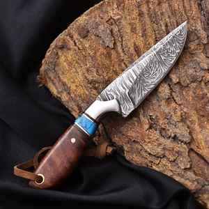 Couteaux de chasse et de camping à lame fixe de haute qualité pour l'extérieur, couteaux Bowie à manche en bois, couteau de chasse, couteau à dépecer, couteau de tous les jours - Product Image 1