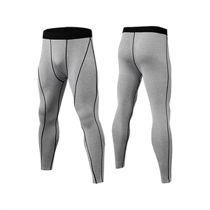 Conjunto de compresión gris de manga larga para hombre, cuello redondo, de secado rápido, de spandex y poliéster, top de manga larga y pantalones, kit sólido para todas las estaciones - Product Image 4