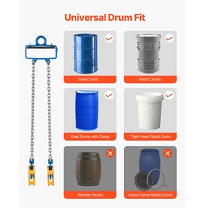 Sollevatore per Fusti G80 con Capacità di 2200 LBS, Gancio di Sicurezza per Attrezzature di Movimentazione Fusti, Compatibile con Gru F - Product Image 2