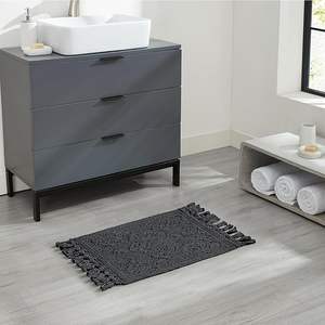 Tapis de bain en coton jacquard fabriqué à la machine avec motif ondulé antidérapant, tapis de bain de luxe - Product Image 2