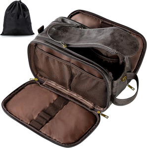 Bolsas de aseo de cuero genuino, bolsa de viaje para baño que ofrece comodidad, organización y una apariencia elegante, bolsas de aseo de cuero. - Product Image 1