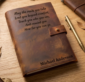 Carnet en cuir personnalisé – Journal en cuir gravé sur mesure – Carnet A5 rechargeable, journal d'écriture fait main, cadeau pour lui - Product Image 1