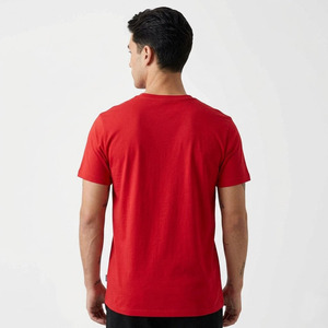 T-shirt en coton à manches courtes et col rond pour homme, coupe classique, couleur unie, jersey décontracté - Product Image 3