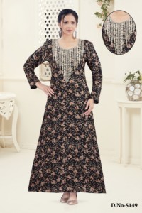 Roopali Creation Premium Alphine Print Mix N Match Fabric Embroidery Diamond Caftan <b>Maxi</b> Wholesale Ethnic Floral Ankle Length - Product Image 3