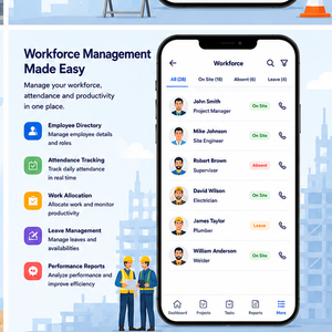 Application mobile de gestion intelligente des chantiers de construction, suivi des projets, surveillance des tâches, pointage GPS, Android, iOS, Web - Product Image 3