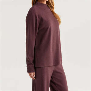 Sweat-shirt épais à col montant pour femme, en coton, coupe oversize, uni, à séchage rapide, respirant, anti-boulochage, haute qualité, hiver, avec emplacement pour logo - Product Image 4