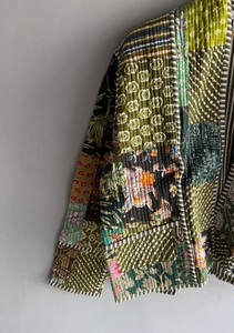 Veste matelassée patchwork à col mandarin, manches longues, en coton tissé, pour femme, cadeau pour elle - Product Image 2