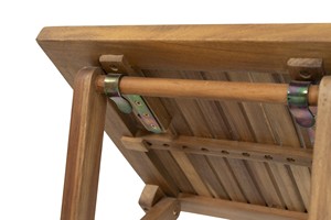 Mesa auxiliar cuadrada de 2 niveles de madera de acacia plegable | Mesa compacta decorativa para exteriores con estante | Fabricante de Vietnam - Product Image 4