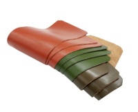 [Soldes] Portefeuille homme en cuir véritable Castello fait main avec protection RFID, porte-cartes d'identité à double pli, logo embossé, faible MOQ, prix avantageux, olive, orange, vert
