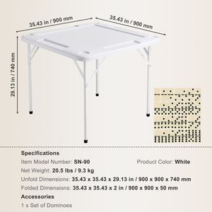 Table de Mahjong pour 4 joueurs - Table pliante carrée avec 4 porte-gobelets et 4 plateaux à jetons, table de jeu de dominos portable - Product Image 4
