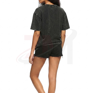 T-shirt surdimensionné personnalisé pour femme, en coton lavé, coupe ample, style streetwear, fabricant et fournisseur de vêtements OEM ODM - Product Image 2
